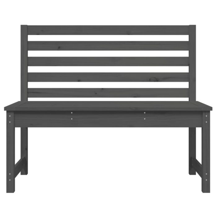 Banc de jardin gris 109 cm bois massif de pin – Image 2