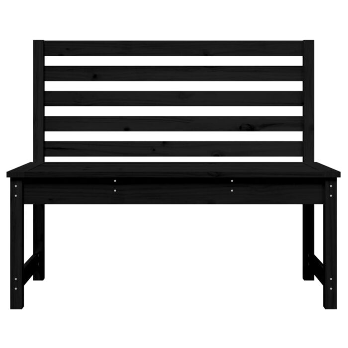 Banc de jardin noir 109 cm bois massif de pin – Image 2