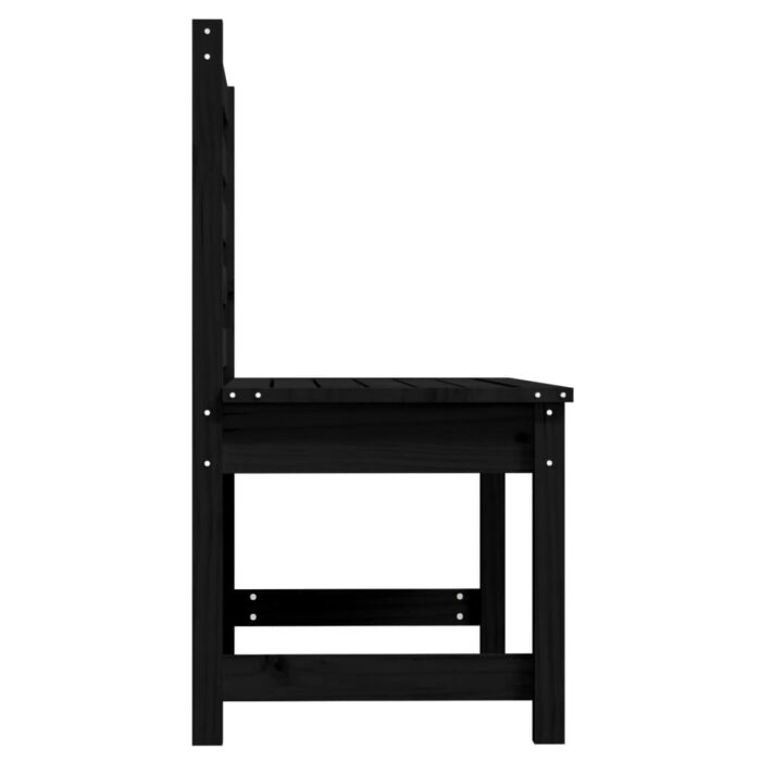 Banc de jardin noir 109 cm bois massif de pin – Image 3