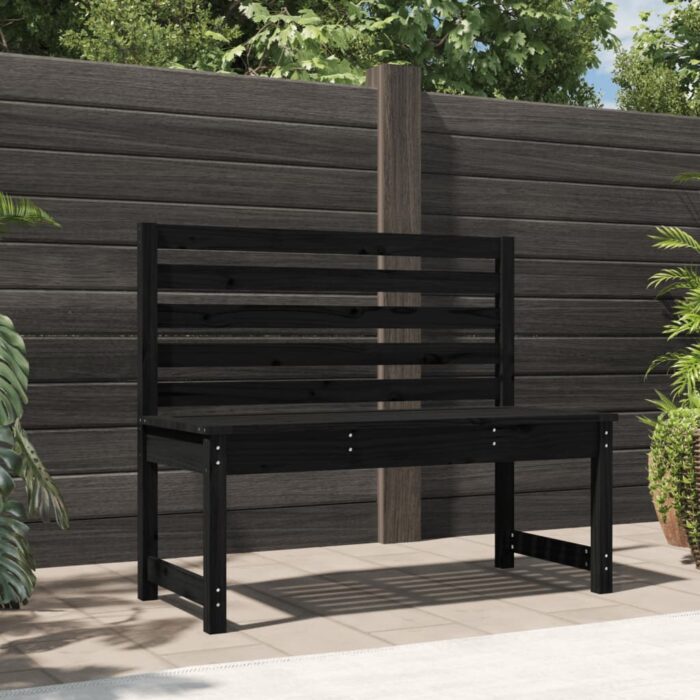 Banc de jardin noir 109 cm bois massif de pin – Image 1