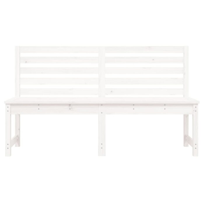 Banc de jardin blanc 157,5 cm bois massif de pin – Image 2