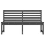 Banc de jardin gris 157,5 cm bois massif de pin – Image 2