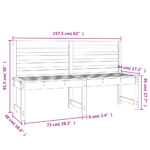 Banc de jardin gris 157,5 cm bois massif de pin – Image 5