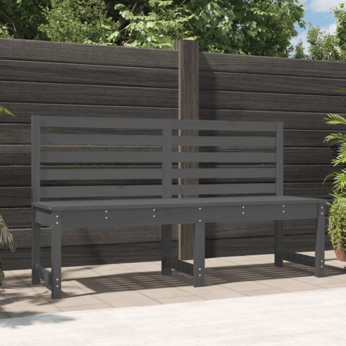 Banc de jardin gris 157,5 cm bois massif de pin – Image 1