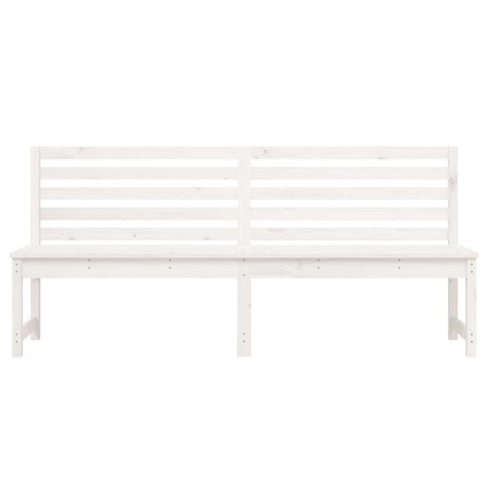 Banc de jardin blanc 201,5 cm bois massif de pin – Image 2