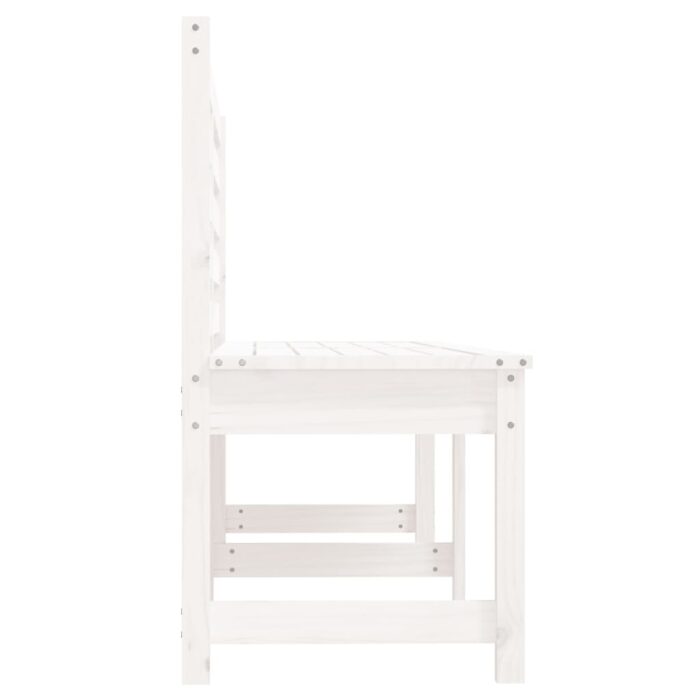 Banc de jardin blanc 201,5 cm bois massif de pin – Image 3