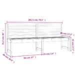 Banc de jardin blanc 201,5 cm bois massif de pin – Image 5