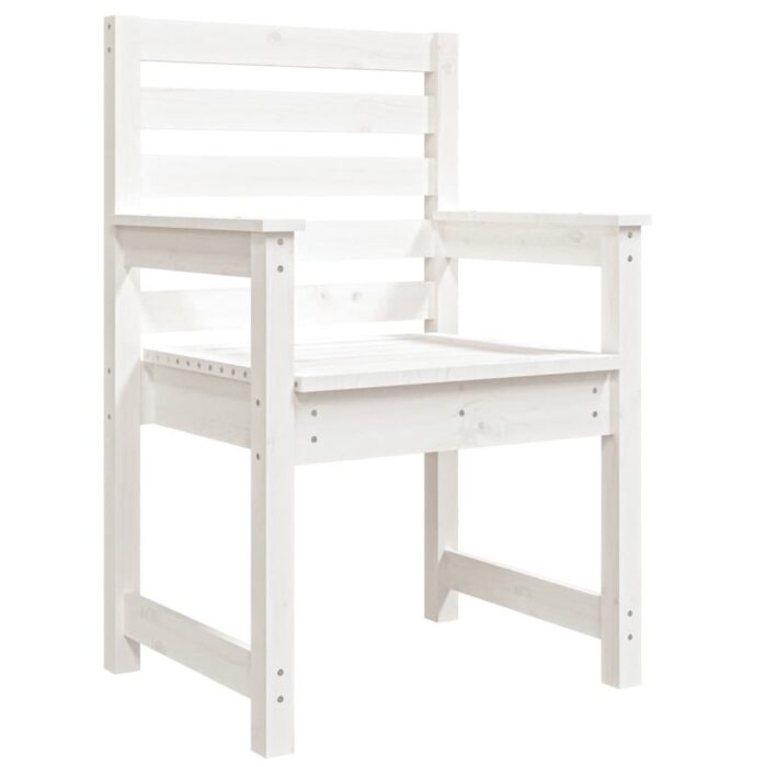Chaises de jardin lot de 2 blanc 60x48x91 cm bois massif de pin – Image 3