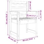 Chaises de jardin lot de 2 blanc 60x48x91 cm bois massif de pin – Image 6