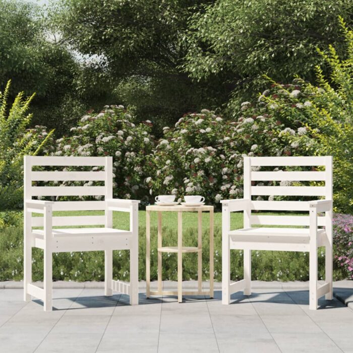 Chaises de jardin lot de 2 blanc 60x48x91 cm bois massif de pin – Image 1