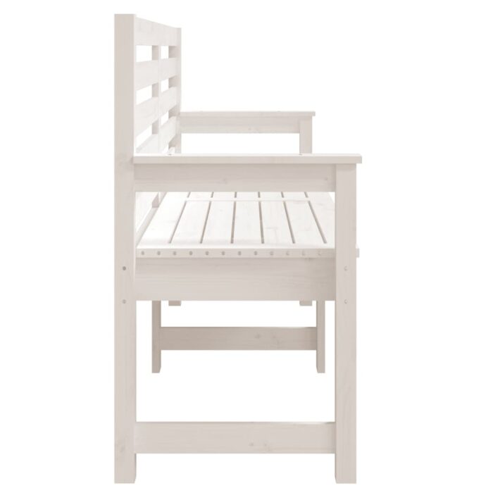 Banc de jardin blanc 159,5x48x91,5 cm bois massif de pin – Image 3
