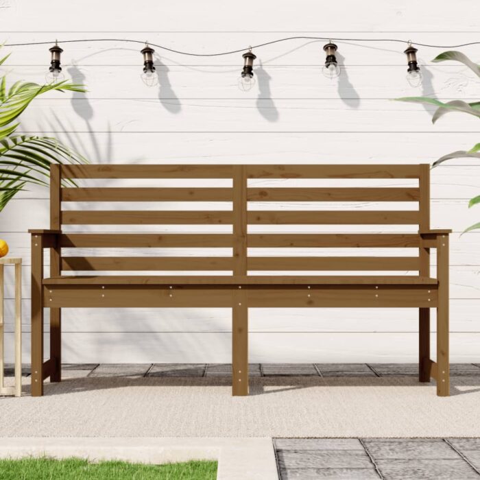 Banc de jardin marron miel 159,5x48x91,5 cm bois de pin massif – Image 1