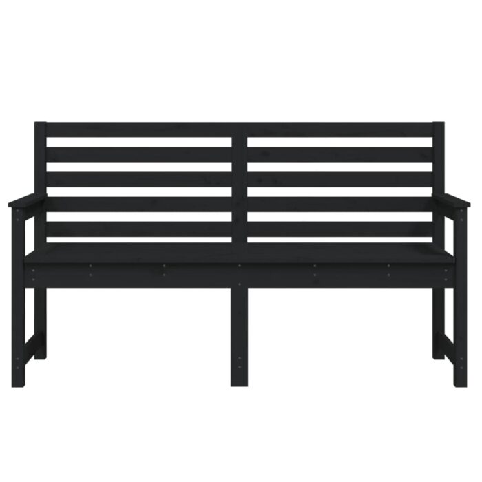 Banc de jardin noir 159,5x48x91,5 cm bois massif de pin – Image 2
