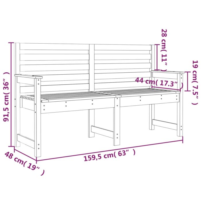 Banc de jardin 159,5x48x91,5 cm bois massif de douglas – Image 5