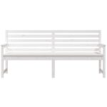 Banc de jardin blanc 203,5x48x91,5 cm bois massif de pin – Image 2