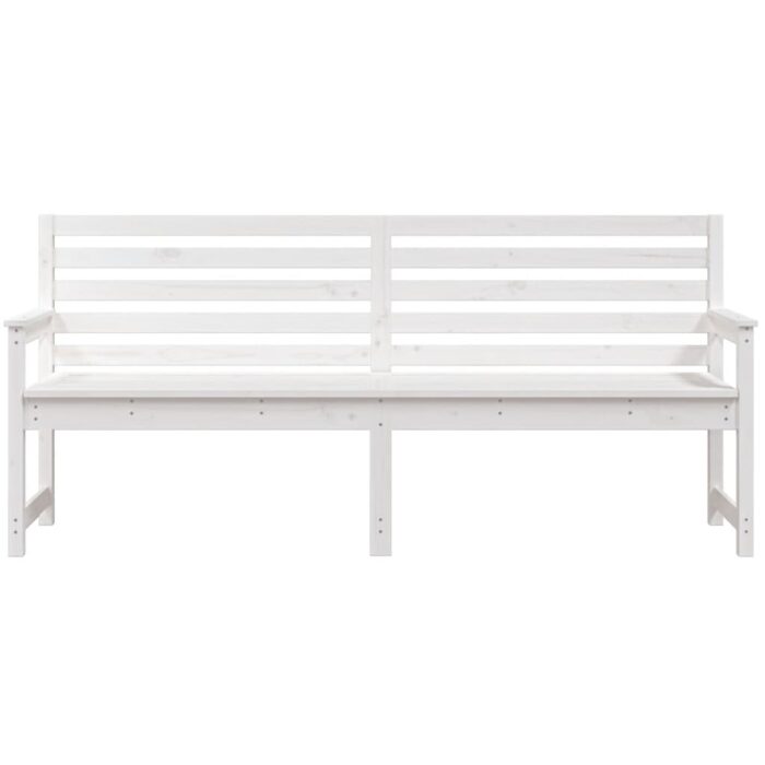 Banc de jardin blanc 203,5x48x91,5 cm bois massif de pin – Image 2