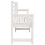 Banc de jardin blanc 203,5x48x91,5 cm bois massif de pin – Image 3