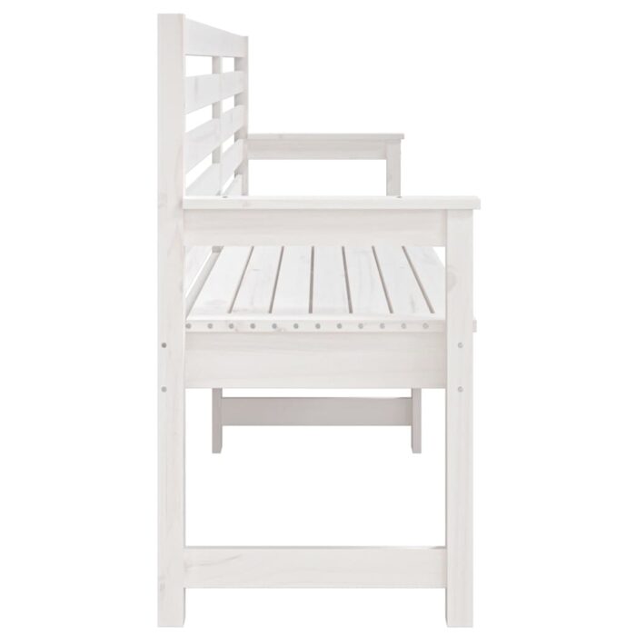 Banc de jardin blanc 203,5x48x91,5 cm bois massif de pin – Image 3