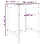 Table de jardin noir 82,5x82,5x110 cm bois massif de pin – Image 5
