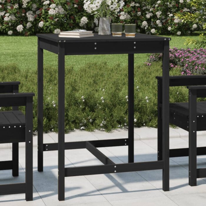 Table de jardin noir 82,5x82,5x110 cm bois massif de pin – Image 1
