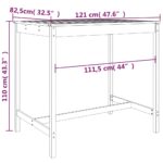 Table de jardin 121x82,5x110 cm bois massif de pin – Image 5