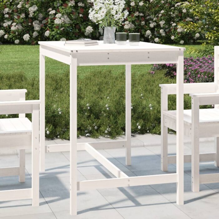 Table de jardin blanc 121x82,5x110 cm bois massif de pin – Image 1