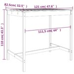 Table de jardin marron miel 121x82,5x110 cm bois massif de pin – Image 5