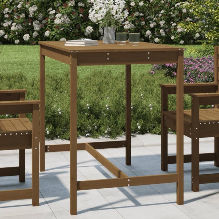 Table de jardin marron miel 121x82,5x110 cm bois massif de pin – Image 1