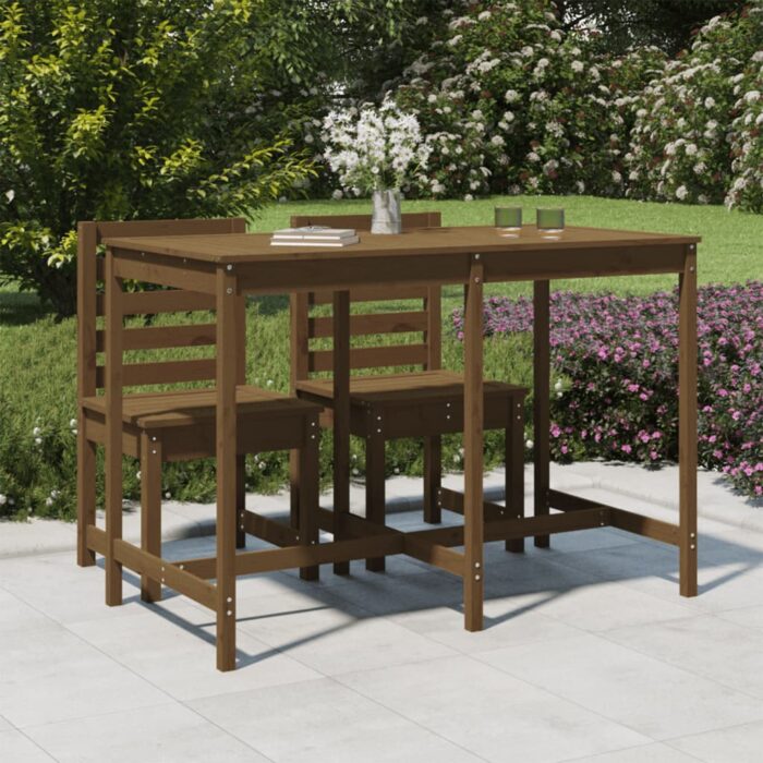 Table de jardin marron miel 159,5x82,5x110cm bois massif de pin – Image 1