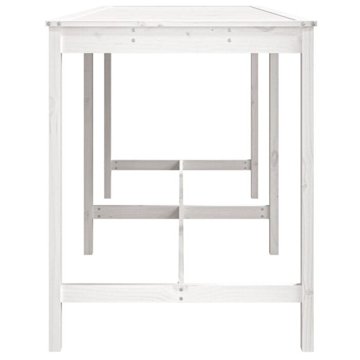 Table de jardin blanc 203,5x90x110 cm bois massif de pin – Image 3