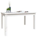 Table de jardin blanc 82,5x50,5x45 cm bois massif de pin – Image 2