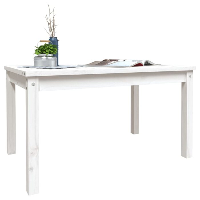 Table de jardin blanc 82,5x50,5x45 cm bois massif de pin – Image 2