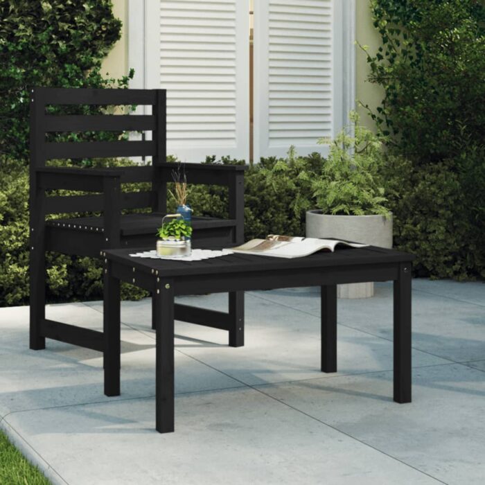 Table de jardin noir 82,5x50,5x45 cm bois massif de pin – Image 1
