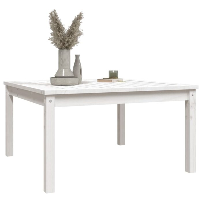 Table de jardin blanc 82,5x82,5x45 cm bois massif de pin – Image 2