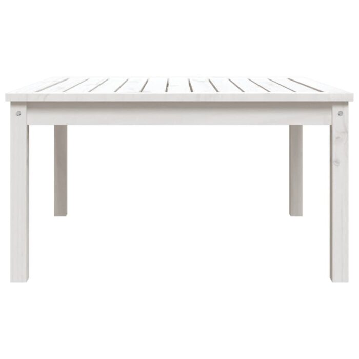 Table de jardin blanc 82,5x82,5x45 cm bois massif de pin – Image 3