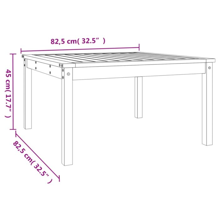 Table de jardin gris 82,5x82,5x45 cm bois massif de pin – Image 6