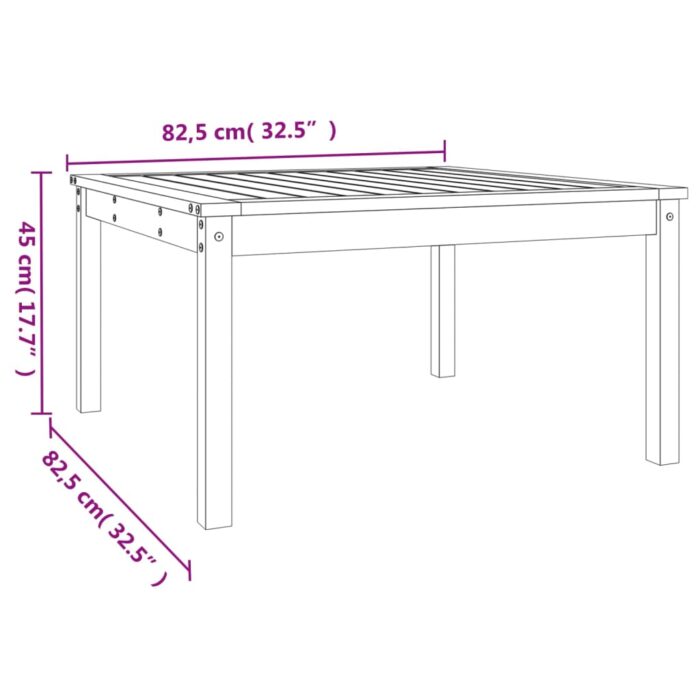 Table de jardin marron miel 82,5x82,5x45 cm bois massif de pin – Image 6