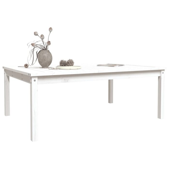 Table de jardin blanc 121x82,5x45 cm bois massif de pin – Image 2