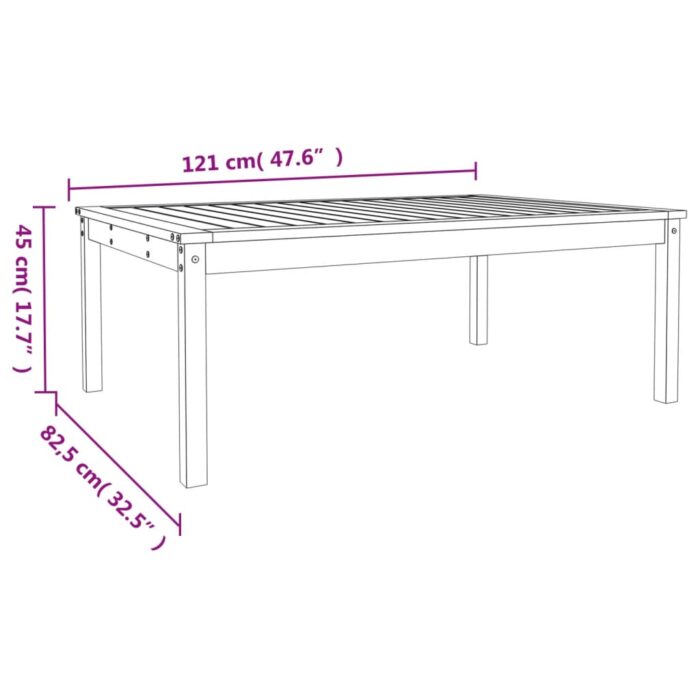 Table de jardin blanc 121x82,5x45 cm bois massif de pin – Image 6