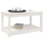 Table de jardin blanc 82,5x50,5x45 cm bois massif de pin – Image 2