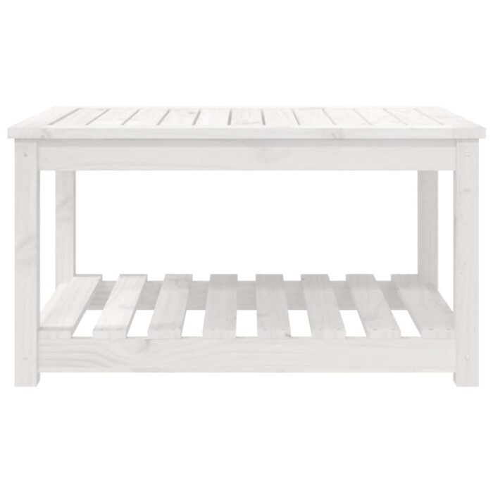 Table de jardin blanc 82,5x50,5x45 cm bois massif de pin – Image 3