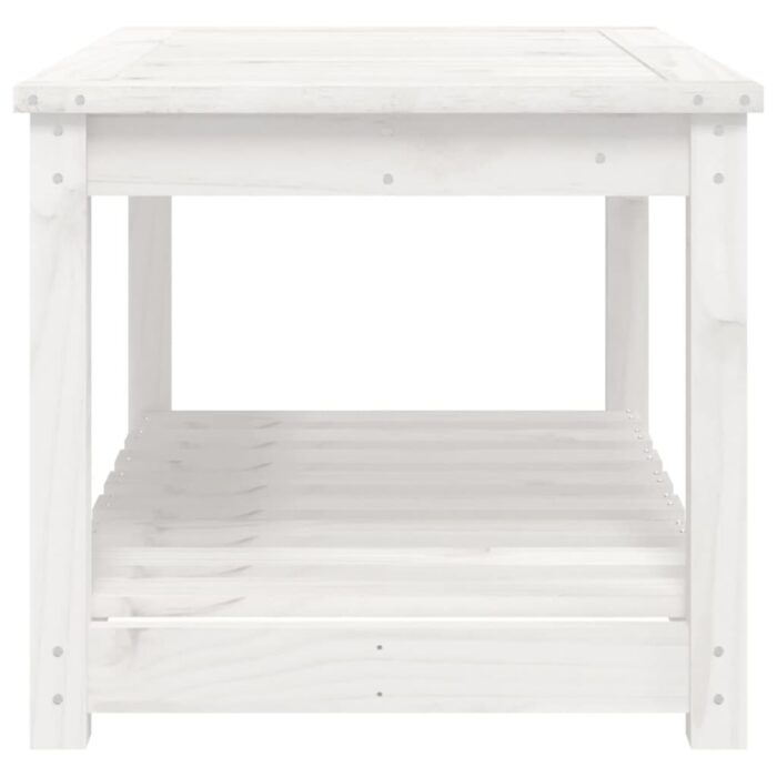 Table de jardin blanc 82,5x50,5x45 cm bois massif de pin – Image 4