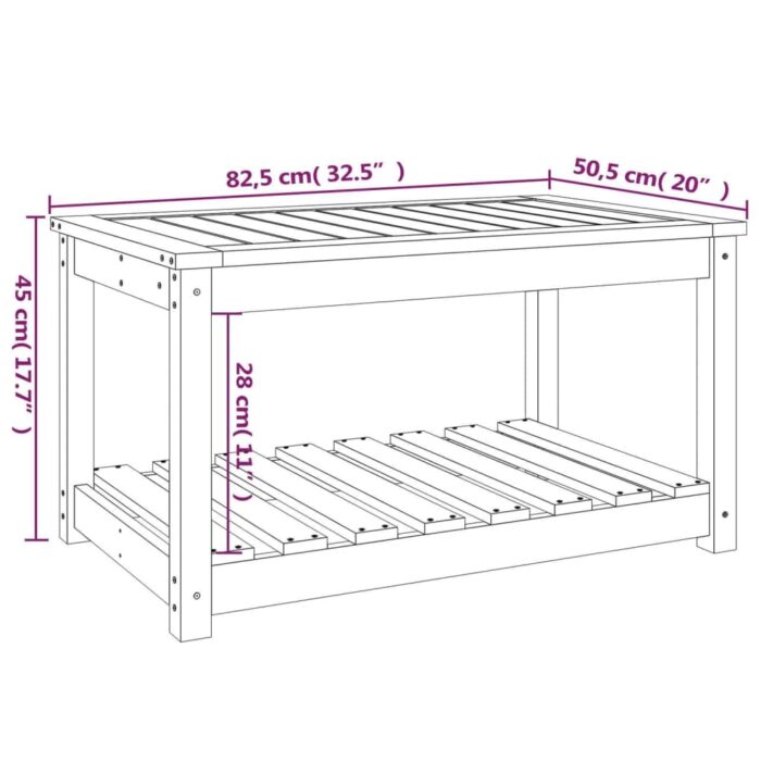 Table de jardin blanc 82,5x50,5x45 cm bois massif de pin – Image 6