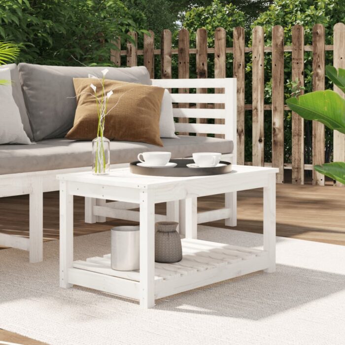 Table de jardin blanc 82,5x50,5x45 cm bois massif de pin – Image 1