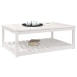 Table de jardin blanc 121x82,5x45 cm bois massif de pin – Image 2