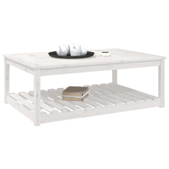 Table de jardin blanc 121x82,5x45 cm bois massif de pin – Image 2