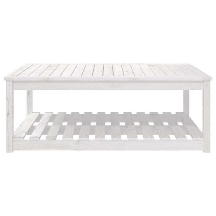 Table de jardin blanc 121x82,5x45 cm bois massif de pin – Image 3