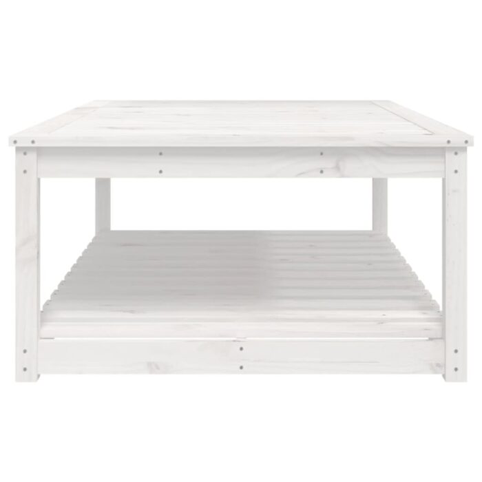 Table de jardin blanc 121x82,5x45 cm bois massif de pin – Image 4