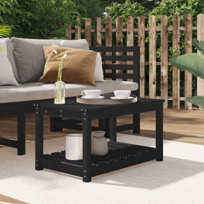 Table de jardin noir 82,5x50,5x45 cm bois massif de pin – Image 1