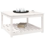 Table de jardin blanc 82,5x82,5x45 cm bois massif de pin – Image 2